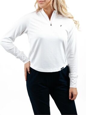 LIKE NEW! WORN ONCE! Primo Women’s White Crop Golf Athletic Quarterzip Medium